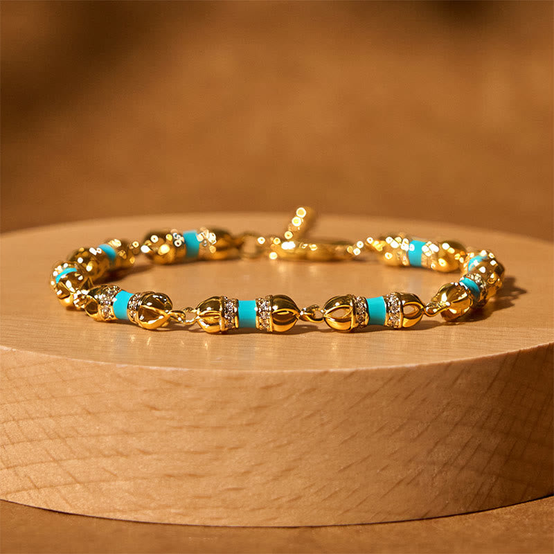 Buddha Stones Copper Brass Plated 24k Gold Vajra Wealth Luck Bracelet - image 1