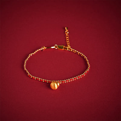 Buddha Stones Red String Copper Brass Gourd Strength Wealth Bracelet - Red String & Copper Brass(Wrist Circumference: 20-25cm) - image 0