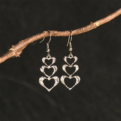 Buddha Stones Elegant Titanium Steel Balance Hammer Marks Earrings - Silvery Heart Shape(Titanium Steel Posts) - image 13