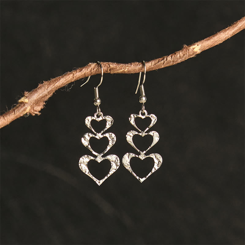 Buddha Stones Elegant Titanium Steel Balance Hammer Marks Earrings - Silvery Heart Shape(Titanium Steel Posts) - image 13