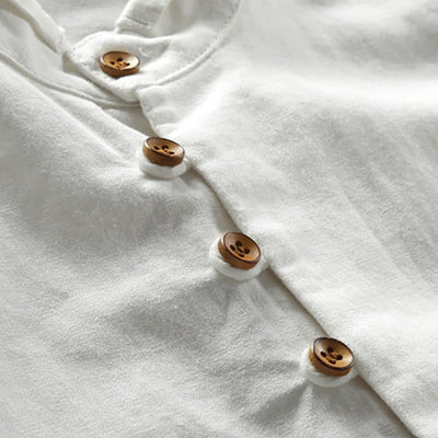 Buddha Stones Men's Slim Fit Design Stand Collar Crew Neck Long Sleeve Cotton Linen Shirt - image 5