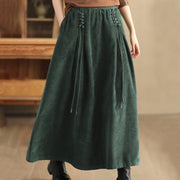 Foviel Damen Plain Corduroy 7-8 Länge Rock mit Taschen