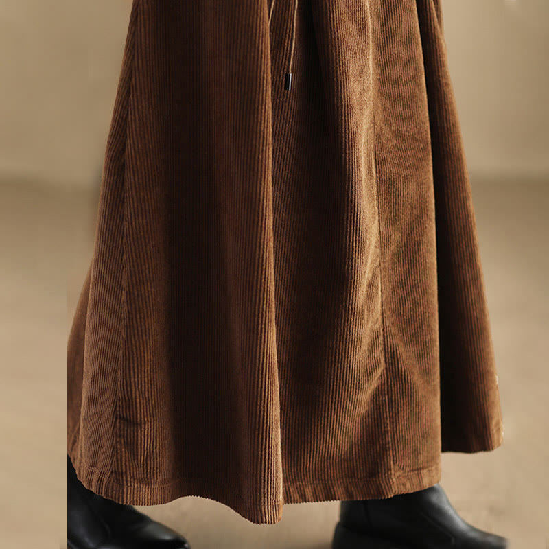 Buddha Stones Women's Plain Cotton Corduroy 7-8 Length Skirt With Pockets - image 10