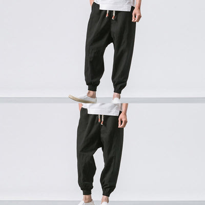 Buddha Stones Men's Plain Simple Drawstring Design Cotton Harem Pants With Pockets - image 19