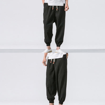 Buddha Stones Men's Plain Simple Drawstring Design Cotton Harem Pants With Pockets - image 21