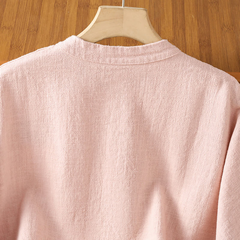 Buddha Stones Casual Frog-button Women's Long Sleeve Cotton Polyester Shirt With Pockets - image 16