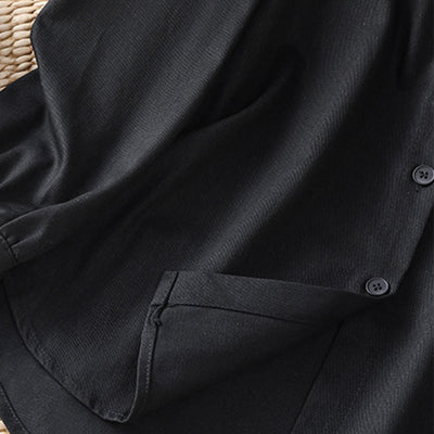 Buddha Stones Casual Women's Long Sleeve Stand Collar Cotton Shirt With Pockets - image 17
