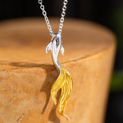 Buddha Stones 925 Sterling Silver Golden Koi Fish Luck Necklace Pendant - image 3