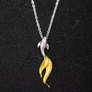 Foviel 925 Sterling Silver Golden Koi Fish Luck Necklace Pendant