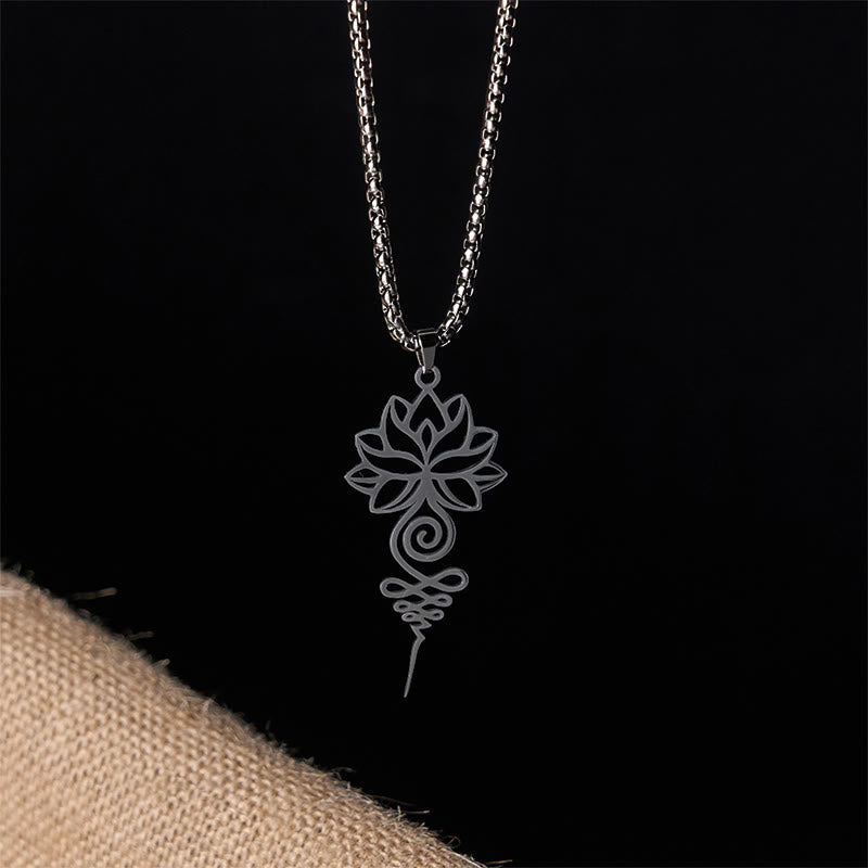 Buddha Stones Lotus Unalome Chakra Symbol Design Stainless Steel Enlightenment Necklace Pendant - image 13