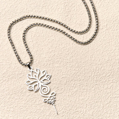 Buddha Stones Lotus Unalome Chakra Symbol Design Stainless Steel Enlightenment Necklace Pendant - image 3