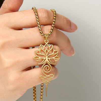 Buddha Stones Lotus Unalome Chakra Symbol Design Stainless Steel Enlightenment Necklace Pendant - image 10