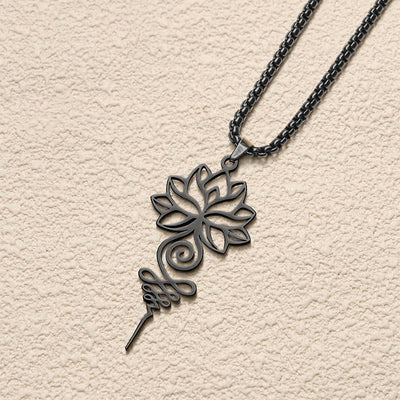 Buddha Stones Lotus Unalome Chakra Symbol Design Stainless Steel Enlightenment Necklace Pendant - image 14