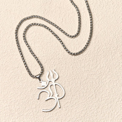 Buddha Stones Trident OM Symbol Stainless Steel Connection Necklace Pendant - image 10