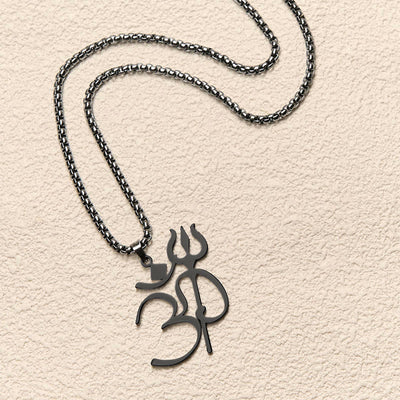 Buddha Stones Trident OM Symbol Stainless Steel Connection Necklace Pendant - image 16