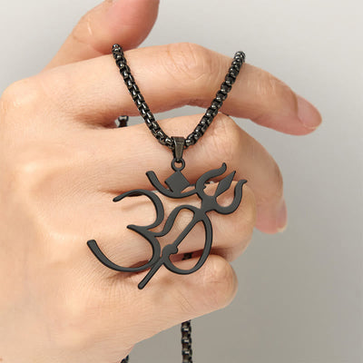 Buddha Stones Trident OM Symbol Stainless Steel Connection Necklace Pendant - image 17