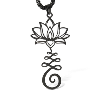 Buddha Stones Chakra Symbol Irregular Design Lotus Stainless Steel Enlightenment Necklace Pendant - image 18