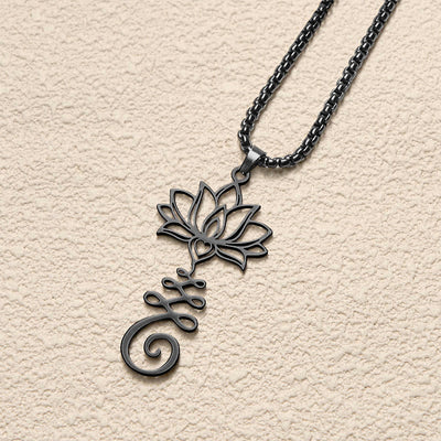 Buddha Stones Chakra Symbol Irregular Design Lotus Stainless Steel Enlightenment Necklace Pendant - image 15