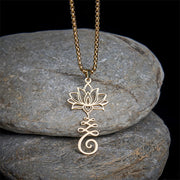 Foviel Chakra Symbol Irregular Design Lotus Stainless Steel Enlightenment Necklace Pendant