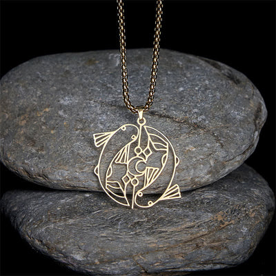 Buddha Stones Vintage Koi Fish Hollow Design Stainless Steel Luck Necklace Pendant - image 8
