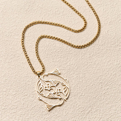 Buddha Stones Vintage Koi Fish Hollow Design Stainless Steel Luck Necklace Pendant - image 10