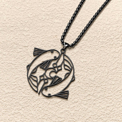 Buddha Stones Vintage Koi Fish Hollow Design Stainless Steel Luck Necklace Pendant - image 15