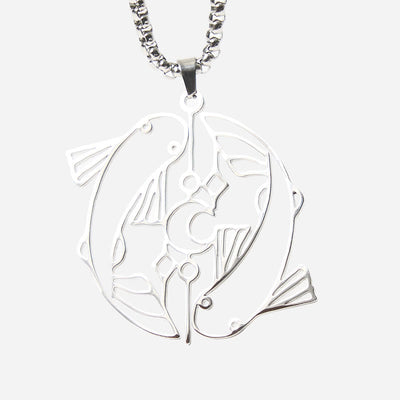 Buddha Stones Vintage Koi Fish Hollow Design Stainless Steel Luck Necklace Pendant - image 5
