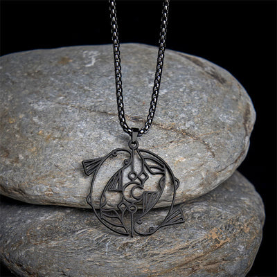 Buddha Stones Vintage Koi Fish Hollow Design Stainless Steel Luck Necklace Pendant - image 14