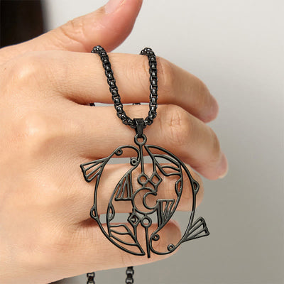 Buddha Stones Vintage Koi Fish Hollow Design Stainless Steel Luck Necklace Pendant - image 17