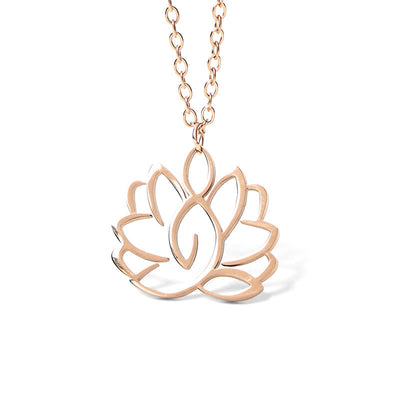 Buddha Stones Hollow Lotus Design Stainless Steel Enlightenment Necklace Pendant - image 18