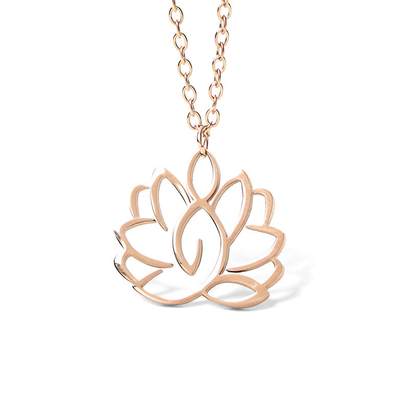 Buddha Stones Hollow Lotus Design Stainless Steel Enlightenment Necklace Pendant - image 18