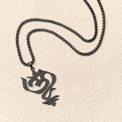 Buddha Stones Vintage OM Symbol geometry Design Stainless Steel Connection Necklace Pendant - image 15