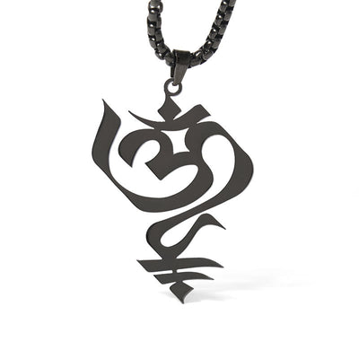 Buddha Stones Vintage OM Symbol geometry Design Stainless Steel Connection Necklace Pendant - image 18