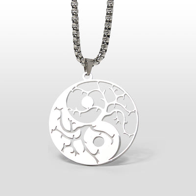 Buddha Stones Branches Hollow Yin Yang Design Stainless Steel Balance Necklace Pendant - Silver - image 7