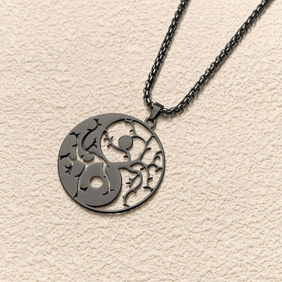Buddha Stones Branches Hollow Yin Yang Design Stainless Steel Balance Necklace Pendant - image 3