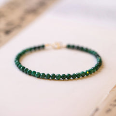 Buddha Stones 3mm Natural Malachite Ultra-thin Beads Anti-anxiety Bracelet - 16cm - image 0