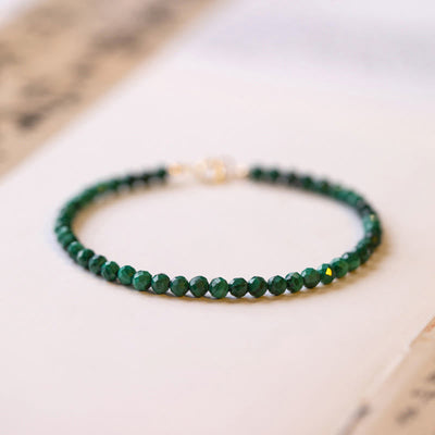 Buddha Stones 3mm Natural Malachite Ultra-thin Beads Anti-anxiety Bracelet - 16cm - image 0
