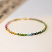 Foviel 2.5mm Natural Tourmaline Ultra-thin Beads Positive Bracelet