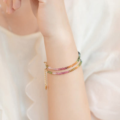 Buddha Stones 2.5mm Natural Tourmaline Ultra-thin Beads Positive Bracelet - image 8