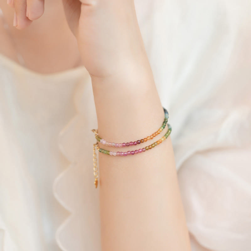 Buddha Stones 2.5mm Natural Tourmaline Ultra-thin Beads Positive Bracelet - image 8