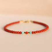 Foviel 3mm Natural South Red Agate Ultra-thin Beads Positive Bracelet