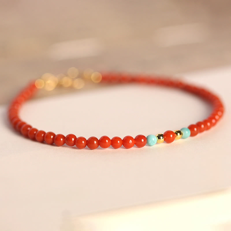 Buddha Stones 3mm Natural South Red Agate Ultra-thin Beads Positive Bracelet - image 2