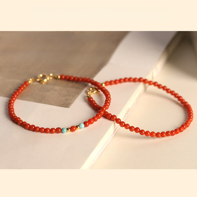 Buddha Stones 3mm Natural South Red Agate Ultra-thin Beads Positive Bracelet - image 9
