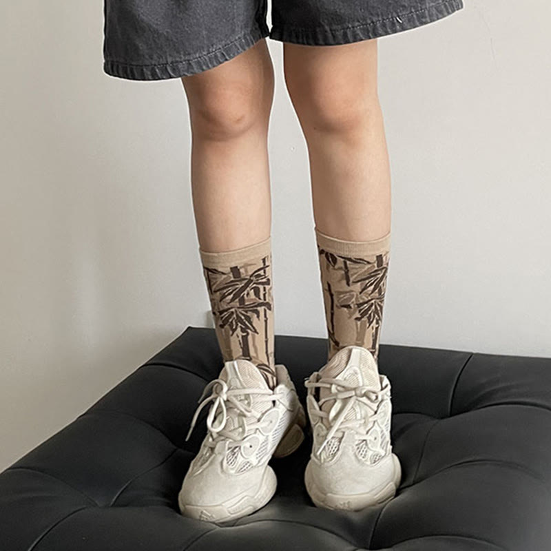 Buddha Stones Chinese Calligraphy Floral Design Micro Crew Women Cotton Socks - image 14