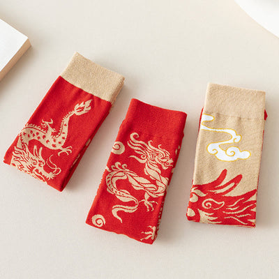 Buddha Stones Casual Red Dragon Cotton Quarter Men Women Unisex Socks - image 20