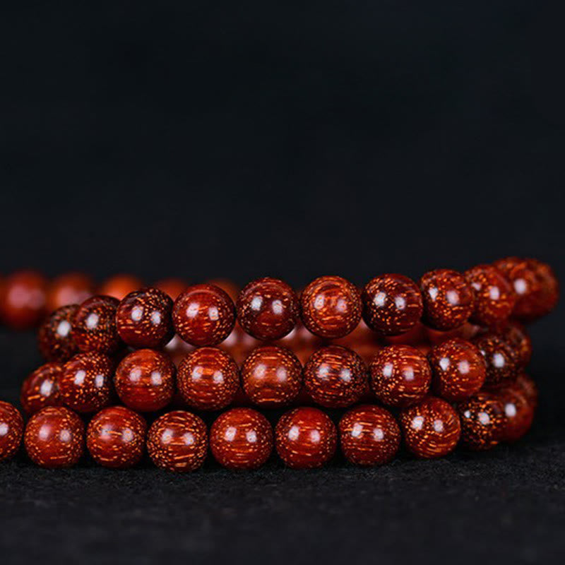 Buddha Stones Tibetan Small Leaf Red Sandalwood Balance Bracelet - 5mm*108 - image 12