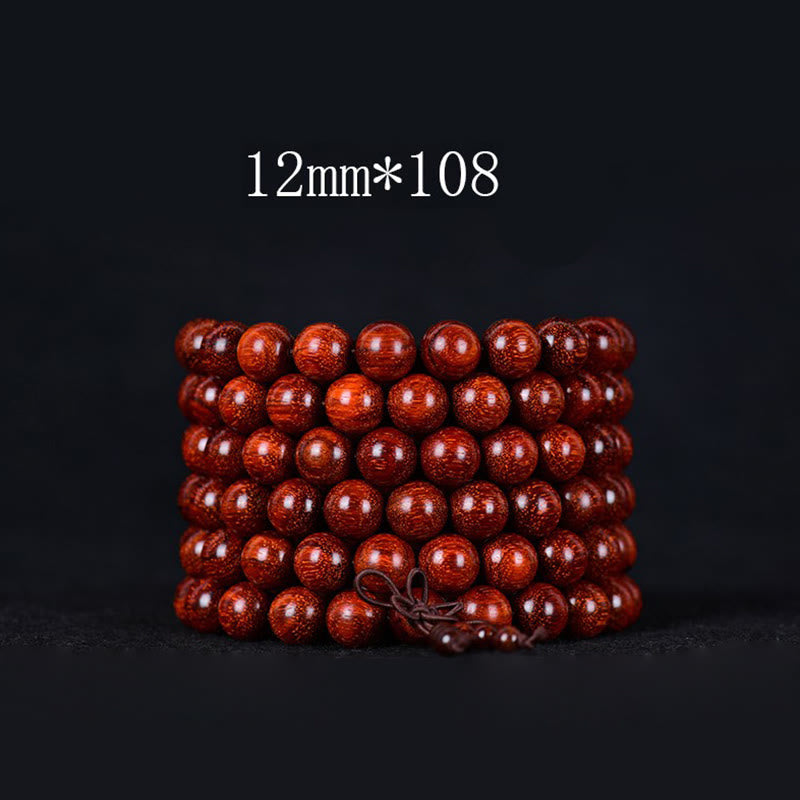 Buddha Stones Tibetan Small Leaf Red Sandalwood Balance Bracelet - 12mmm*108 - image 5