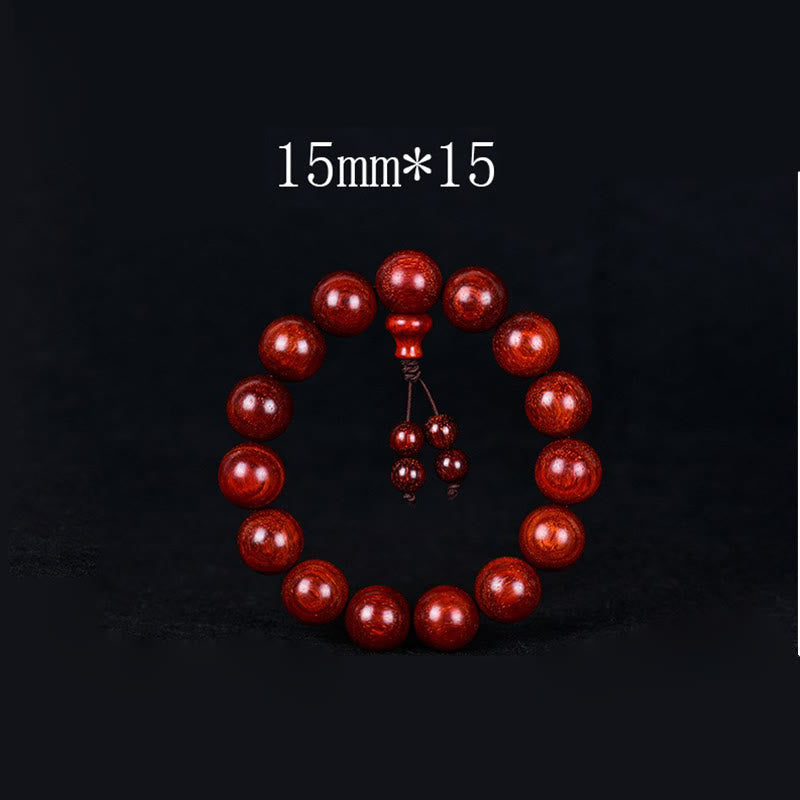 Buddha Stones Tibetan Small Leaf Red Sandalwood Balance Bracelet - 15mm*15 - image 8