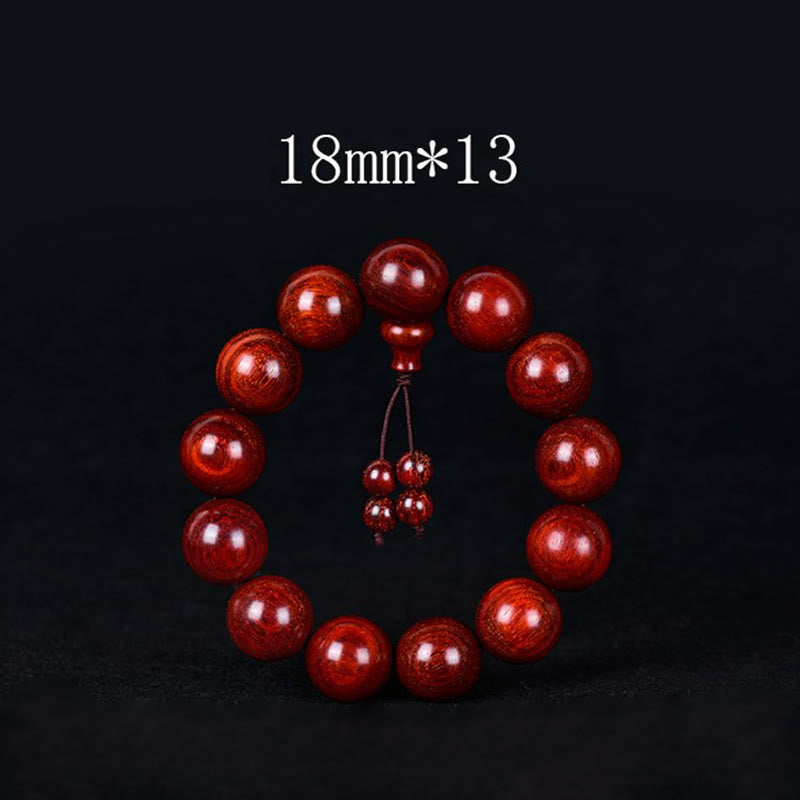 Buddha Stones Tibetan Small Leaf Red Sandalwood Balance Bracelet - 18mm*13 - image 9