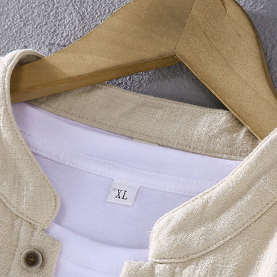 Buddha Stones Men's Stnad Collar Long Sleeve Thermal Fleece-lined Ramie Cotton Jacket With Pockets - image 6